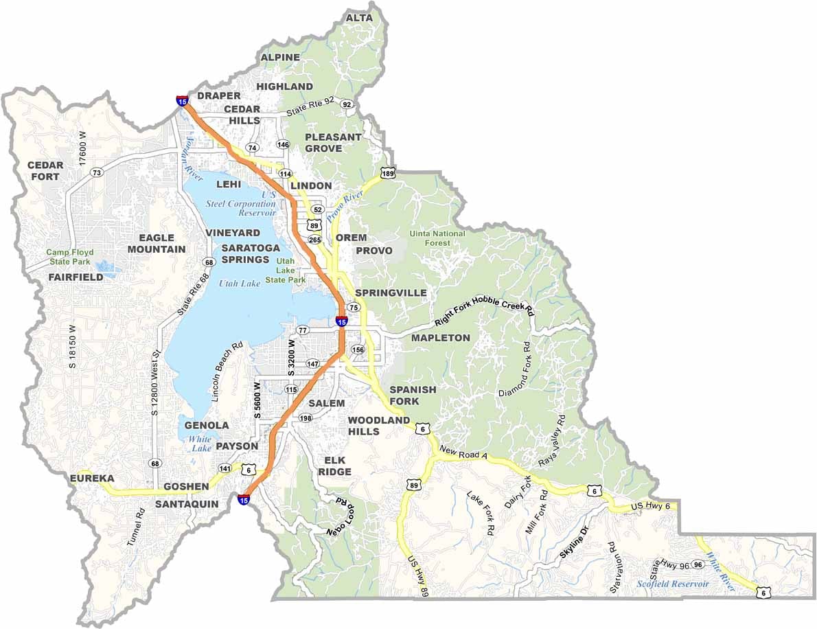 Map of Utah County, Utah