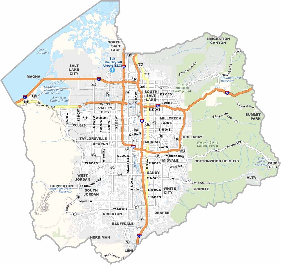 Map of Salt Lake County, Utah