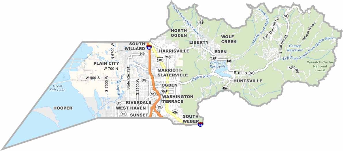 Map of Weber County, Utah