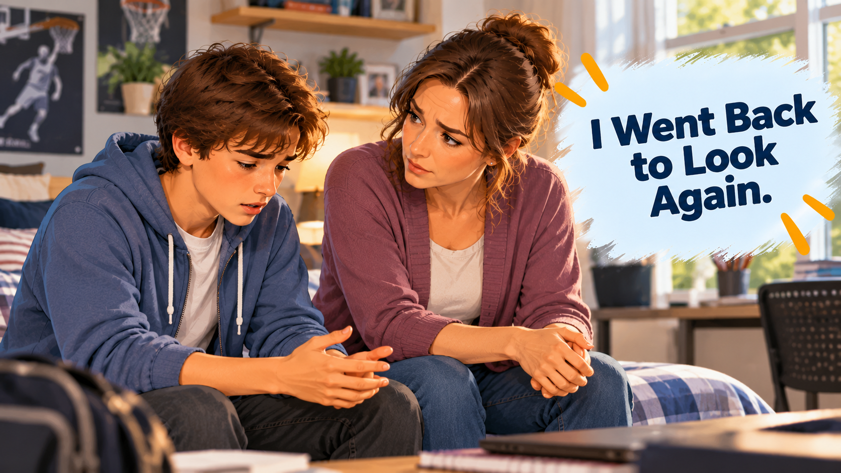 Parent and teen having a calm conversation about something difficult